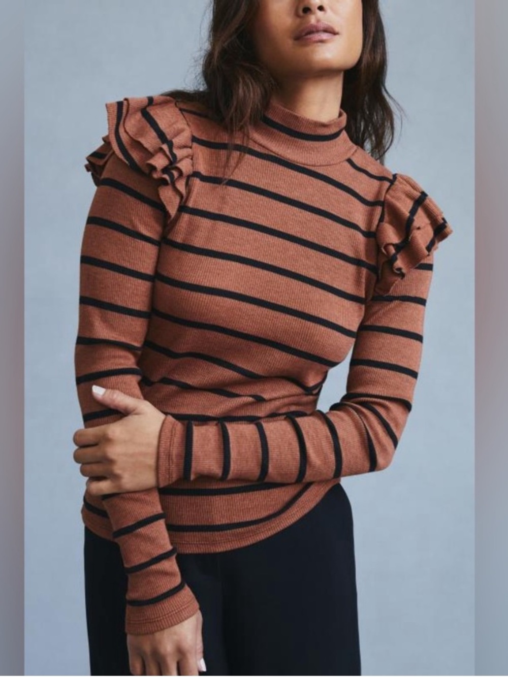 Anthropologie t.la ruffled mock neck top - Small